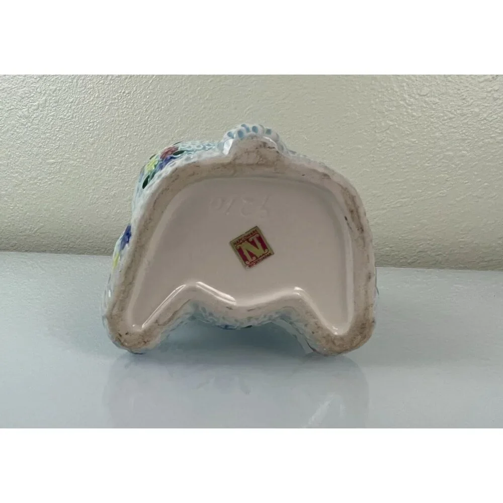 Vintage Napcoware Ceramic Blue Floral Bear Planter Orig. Sticker Home Decor